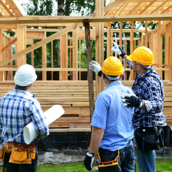 New home construction and crew